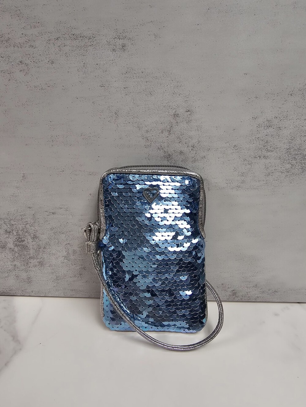 Coach Poppy Special Edition Blue Sequin Wristlet - Picture 1 of 9